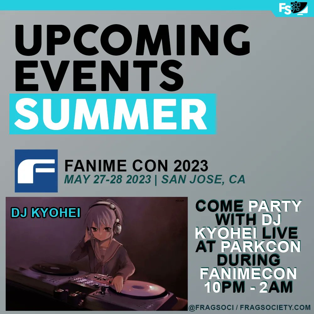 fragsoci's tweet photo. Who's going to @fanimecon this year?! A bunch of FragSociety will be there. On Friday, @MisbehavedK9 and @Spyro9824 will be commentating the TEKKEN 7 tournament. On Saturday night our very own @itzKyohei will be DJing at Parkcon. Come hang out with us! https://t.co/fmEY82QC3f
