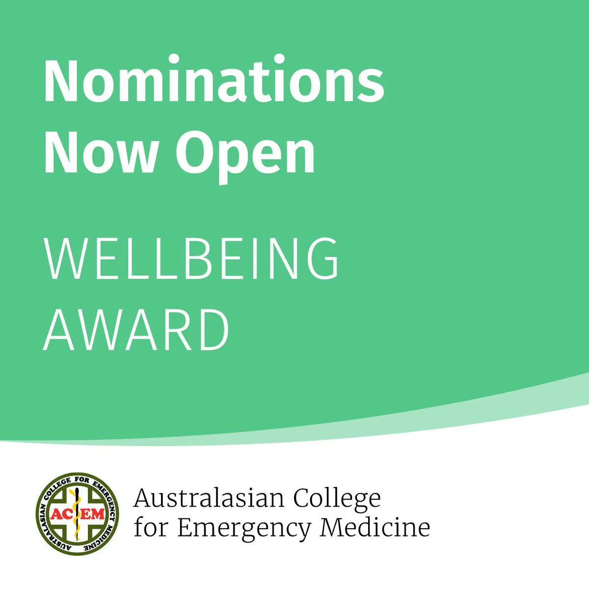 acemonline's tweet photo. To conclude #ACEMWellnessWeek we are pleased to launch the 2023 ACEM Wellbeing Award. 💚

Have you witnessed or experienced a wellbeing program or initiative that deserves recognition?

You can nominate yourself, a group, individual or ED from today! https://t.co/ynXYQhE6ZL https://t.co/bocKzuTe4p