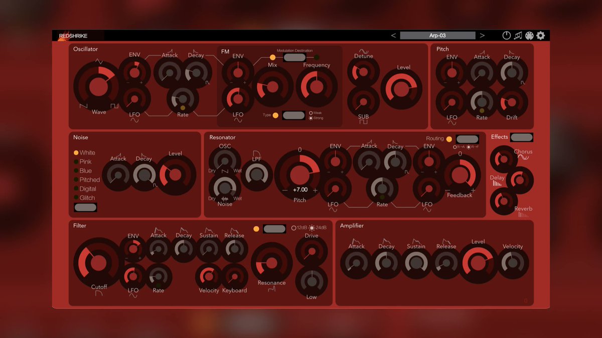synthanatomy's tweet photo. iceWorks Redshrike resonator Synthesizer is now on macOS 
https://t.co/ViyHkSvj6m
#synthesizer #synth #macos #ios #iceworks #icgear #iceworksredshrike #synthanatomy https://t.co/HoTHFNCfsw
