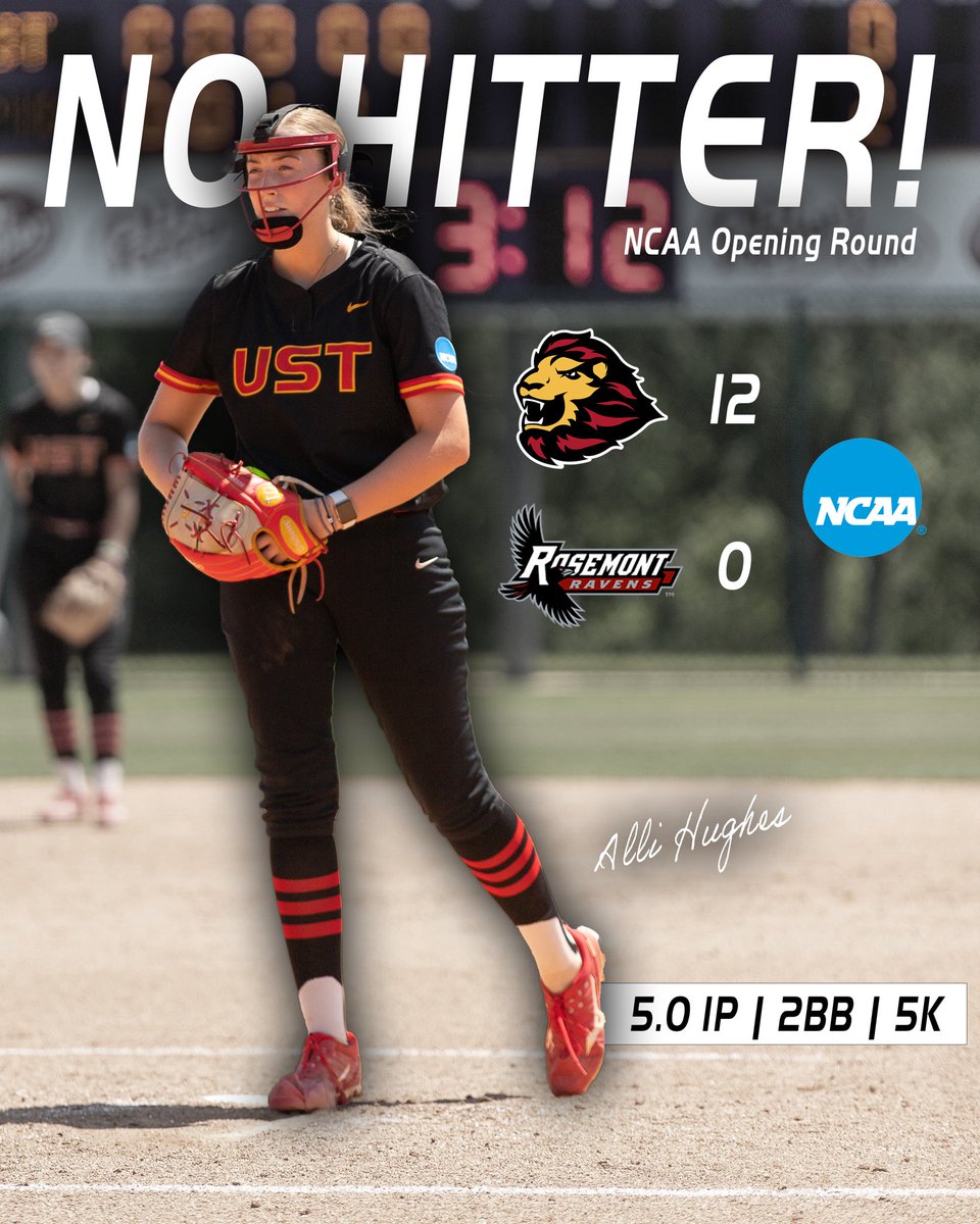 UST Athletics (@ustathletics) on Twitter photo NO HITTER FOR FIRST WIN 🚨 Allison Hughes and the Celts No-Hit Rosemont to ADVANCE at the NCAA National Tournament 🥎‼️
#CeltCulture | #AllAboutUSt NO HITTER FOR FIRST WIN 🚨 Allison Hughes and the Celts No-Hit Rosemont to ADVANCE at the NCAA National Tournament 🥎‼️
#CeltCulture | #AllAboutUSt
