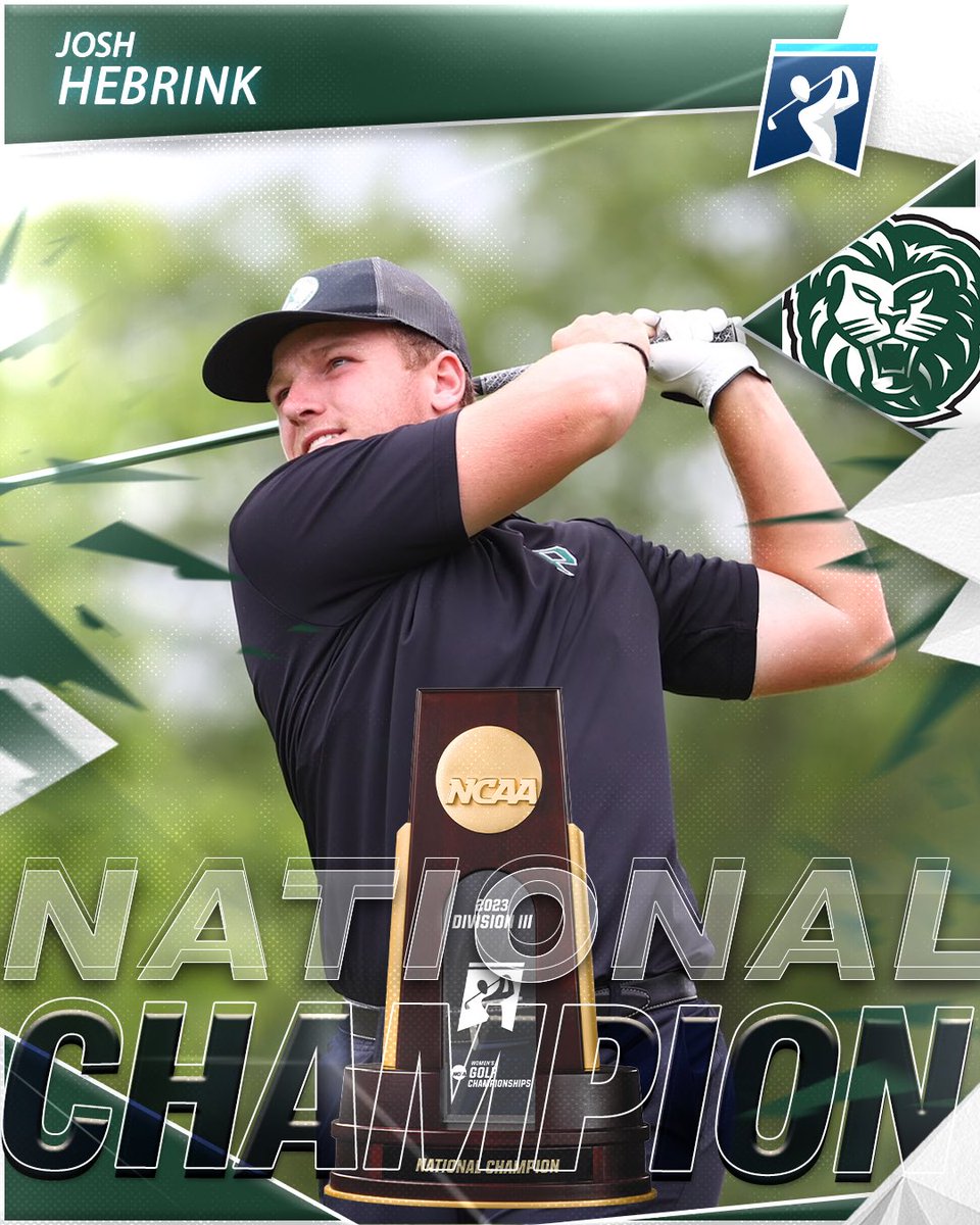 🏆 NATIONAL CHAMPION, JOSH HEBRINK! 🏆 

Hebrink from <a href="/PiedmontLions/">Piedmont Lions</a> shot a 66 today including five birdies and an eagle on 17 to take the lead! 

#D3Golf | #WhyD3 

📸 Grace Bradley/ NCAA Photos