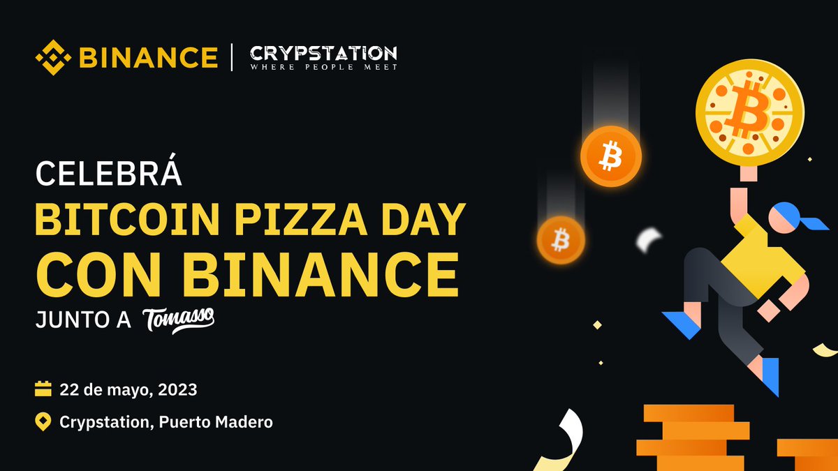 🍕 ¡Claro que vamos a celebrar #BinancePizza! 

🥳 No te pierdas este gran evento en el que vamos a compartir en comunidad y disfrutar de la mejor gastronomía junto a @crypstation y #TomassoPizzas. 

🔸 Seguinos en @binancearg.
🔸 Retuiteá esta publicación y etiquetá a la persona