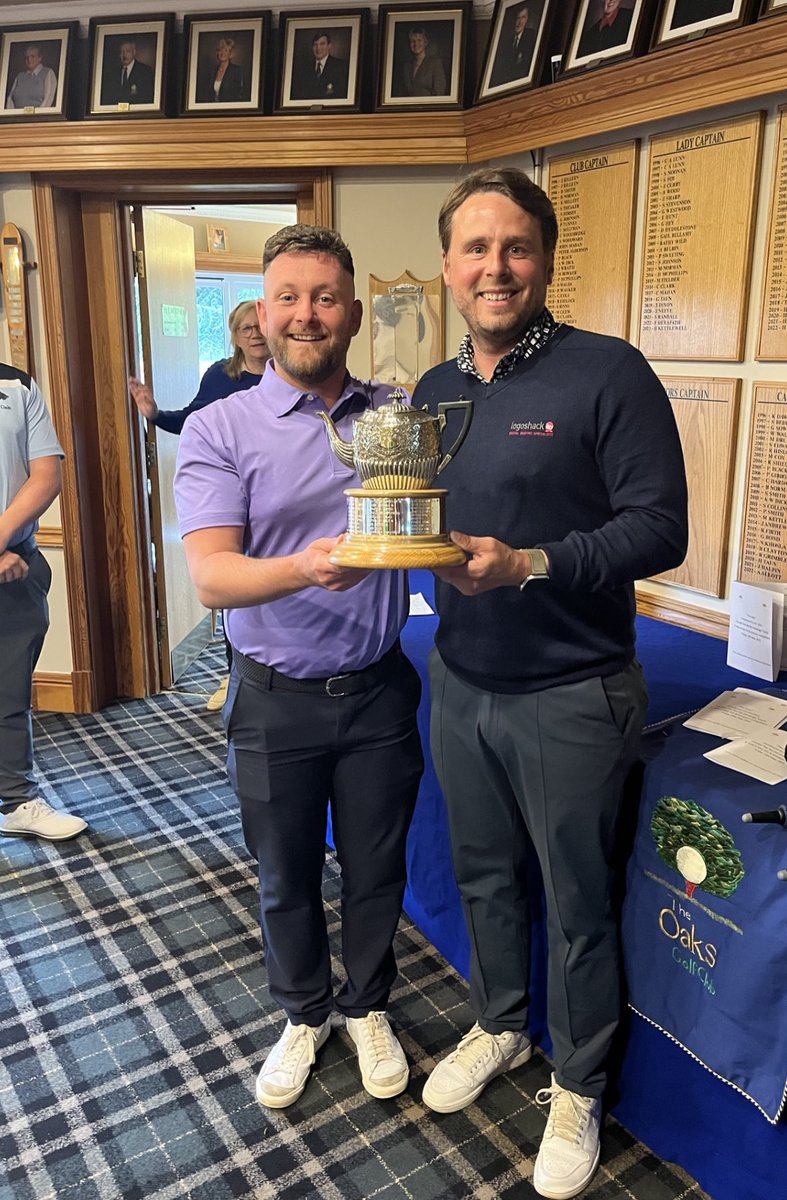 Great Pro- Am @OaksLife huge thanks to Sheila & Rob Nutt for hosting a truly wonderful annual event and to my team of members. Sharing the Pro spoils with @jameswalkergolf with 67/-5 @GrahamWalker18 @LogoshackLtd @davidwestwood8 onto Midland Open next week.