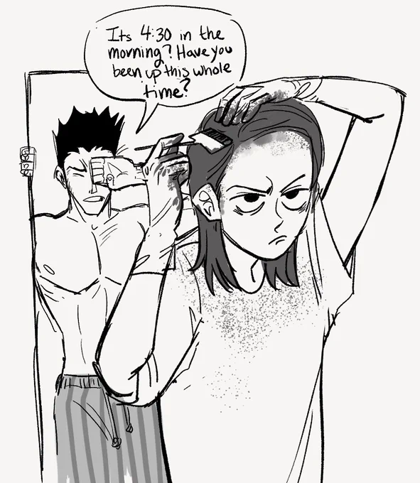 Emo kurapika dyeing his hair black. #leopika