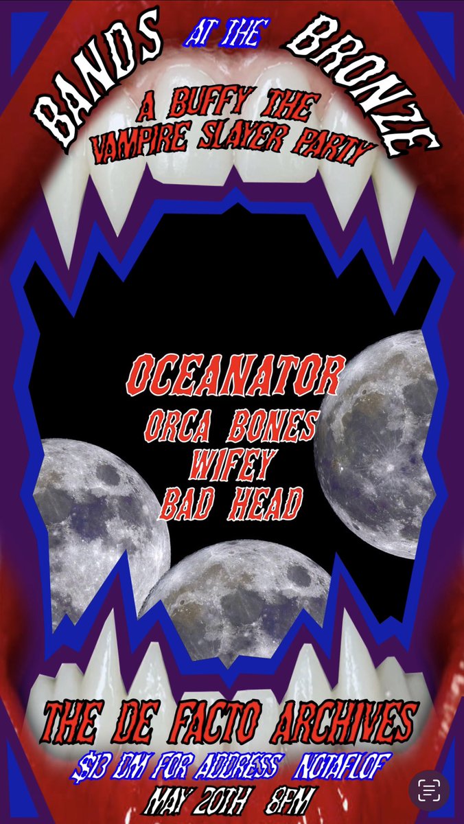 Orca Bones is playing our first show in Brooklyn tomorrow night (Saturday) at the De Facto Archives with Oceanator, Wifey and Bad Head!! DM me for the addy :)