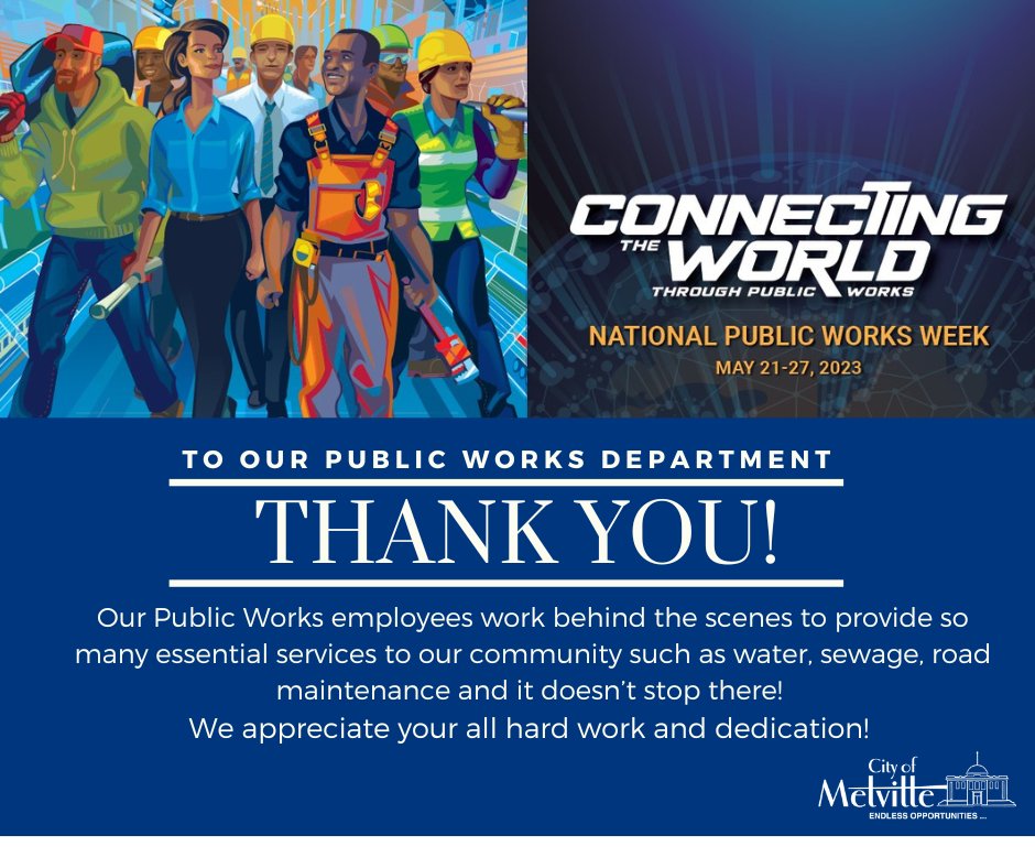 We want to thank our Public Works employees for all their hard work and commitment to our community.
#NPWW , #ConnectingTheWorld