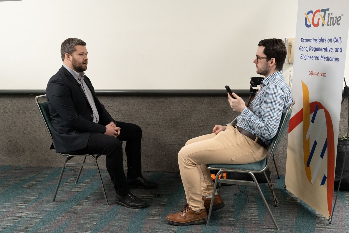 CGT_Live's tweet photo. Kyle Garland, PhD, of Eterna Therapeutics, sat down with us @ASGCTherapy's 2023 conference to discuss mRNA-engineered iPSC-derived #celltherapy.

(Thanks to @heyJonYu for the photo!)

Find the full interview and more of our #ASGCT23 coverage here:👇🏼
https://t.co/gk2hp53HK4 https://t.co/WieNQo46Pq