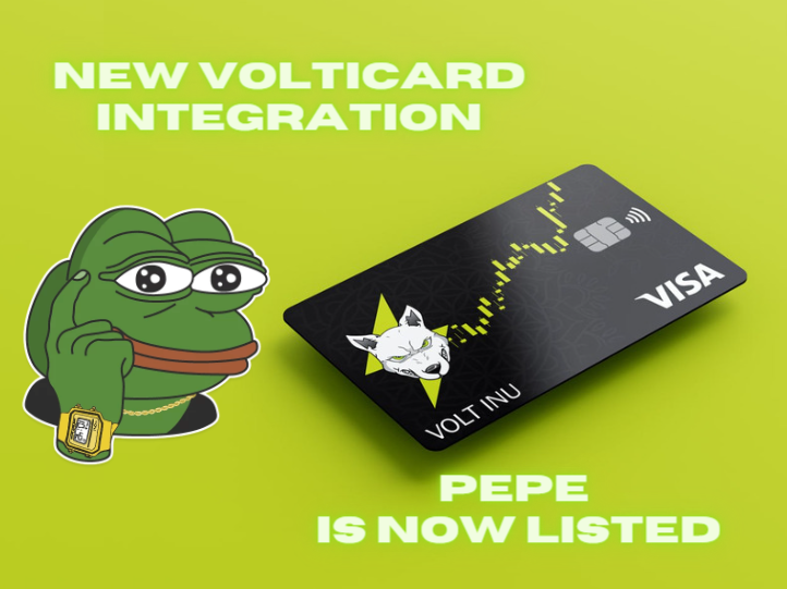 VoltInuOfficial's tweet photo. Volted to announce that the @pepecoineth token has been listed on the #VOLTICARD ⚡

This listing allows $PEPE holders to spend their tokens on real world purchases by topping up their virtual or physical #VOLTICARD directly from their wallet 💸

👉 https://t.co/uOSeMw6niY https://t.co/OYj4svAx4j