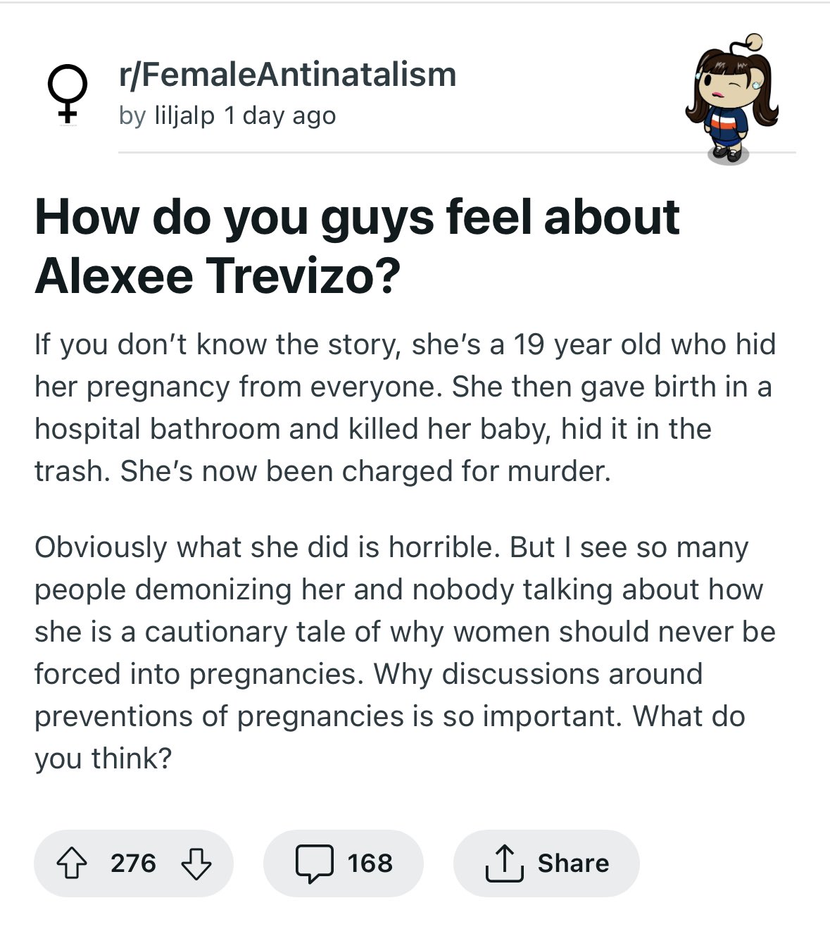 Reddit Lies on Twitter "“Female AntiNatalists” discuss Alexee Trevizo