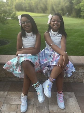 My twin grand girls all dolled up for their sneaker ball #theygrowsofast