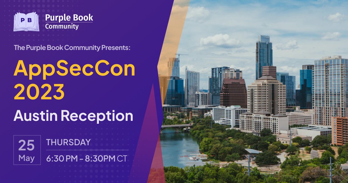 With #AppSecCon on the way, we have lots to talk about and celebrate. Join #PBC in Austin next week for a special reception to dine and connect with local #securityleaders:

thepurplebook.club/austin

#PurpleBook #Austinevents #securitycommunity