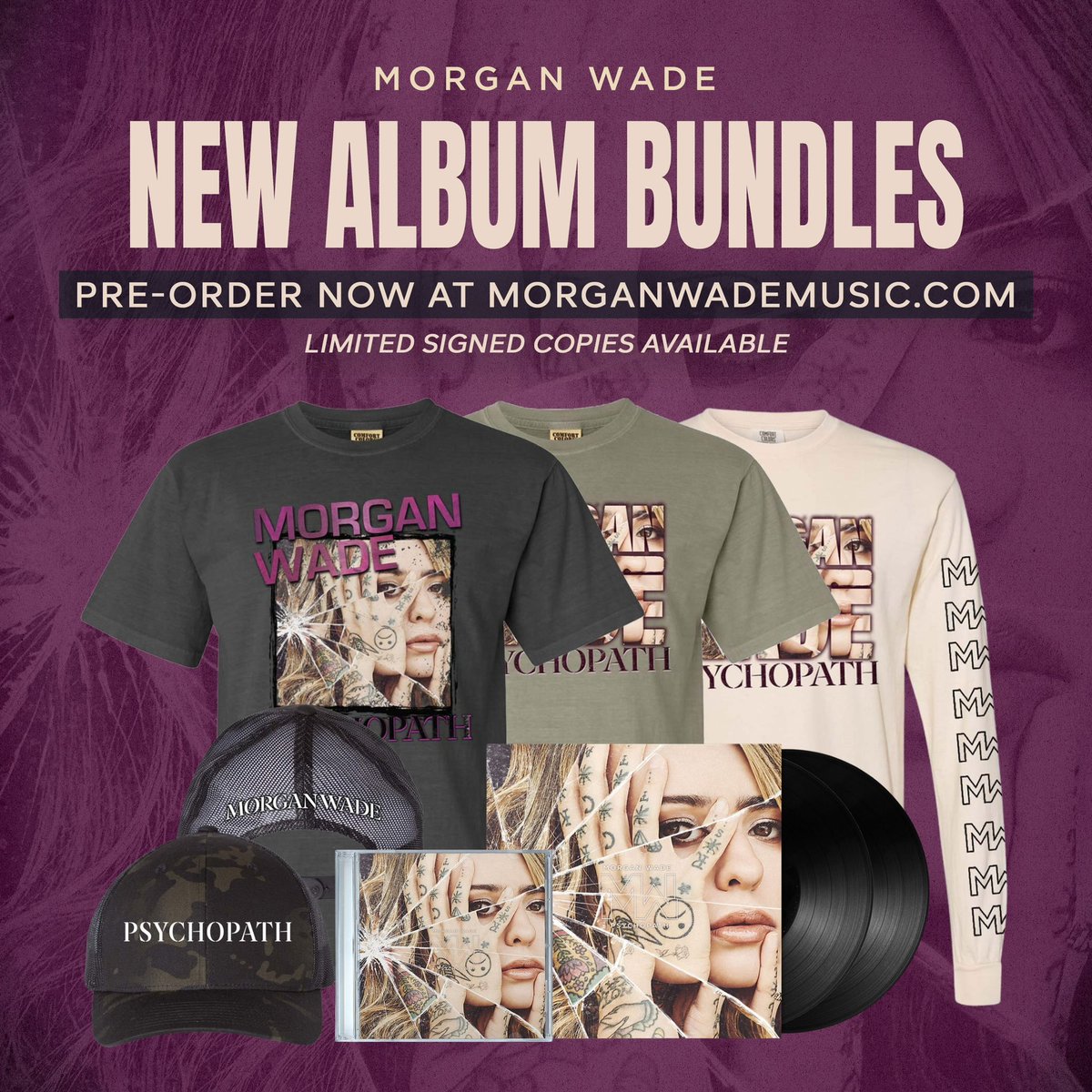 New #Psychopath merch items, physical album pre-orders (including limited edition vinyl!!) and bundles are available now. Signed copies are limited, head to my store to order yours today! 🤘

Shop here: morganwade.presspressmerch.com