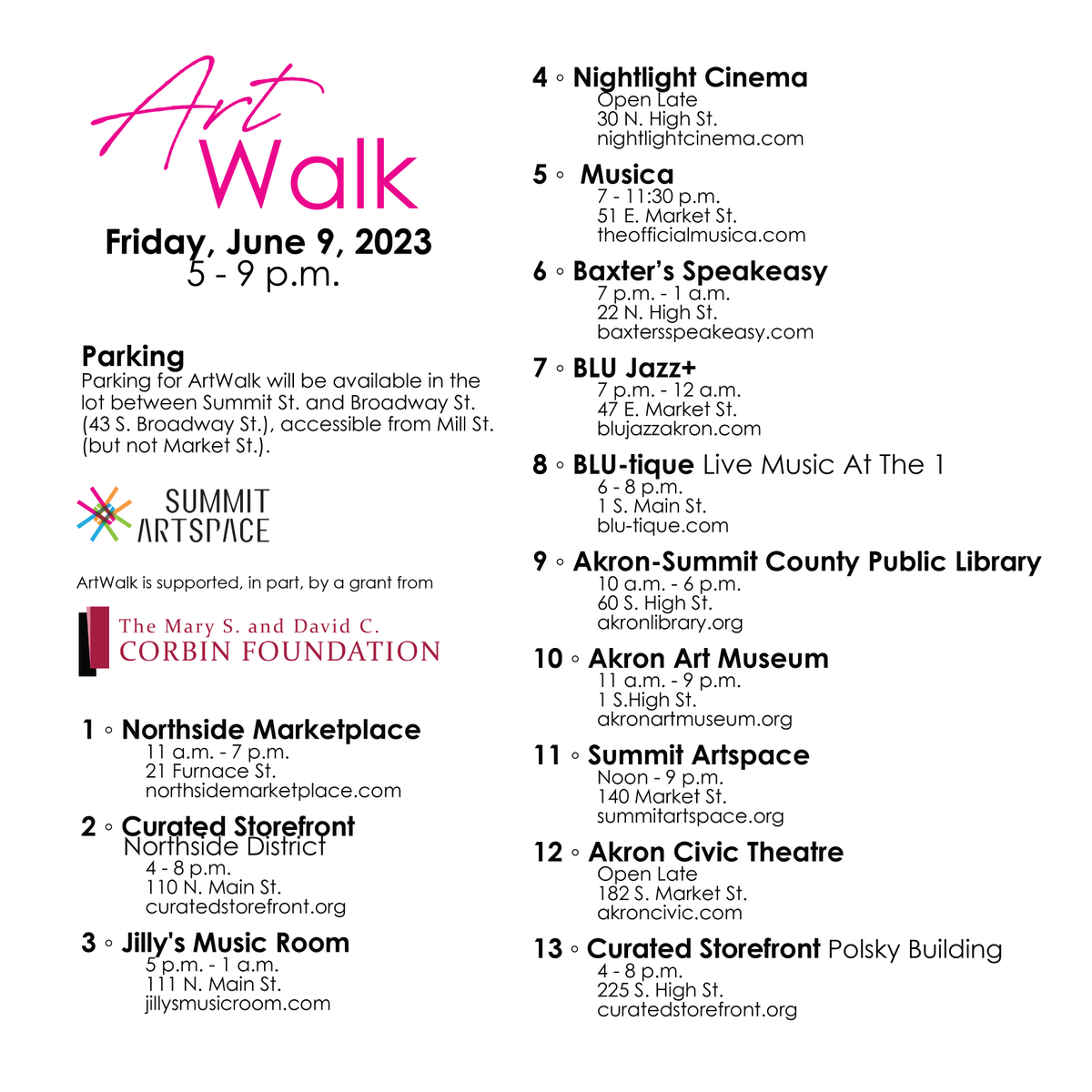Summit_Artspace's tweet photo. THREE WEEKS from today is the Summer #AkronArtWalk on Friday, June 9! Join #SummitArtspace and other businesses in the #HistoricArtsDistrict for this quarterly celebration of #Akron arts and culture! “Be the Change!”
👟 Events: https://t.co/gnqTYDkQF8 | https://t.co/AEmnjX3m4x https://t.co/4HlmxhmQEF