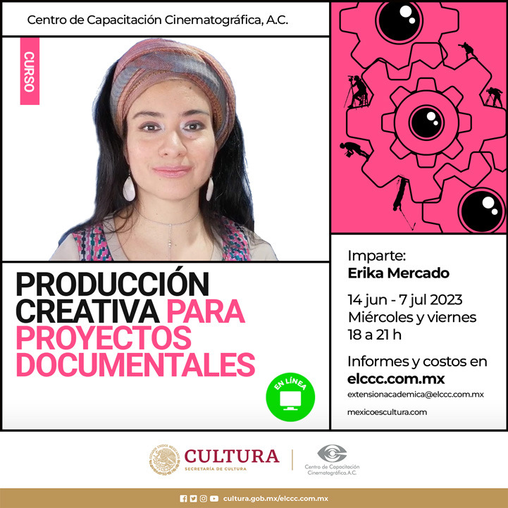 CCCMexico's tweet photo. Bases y herramientas necesarias para iniciarse en la profesionalización de la figura de productor de cine documental
#CursoCCC
Producción creativa para proyectos documentales
Imparte: Erika Mercado
Inicia 14 de junio
https://t.co/JHrutyxKri extensionacademica@elccc.com.mx https://t.co/pDXzcBenjY