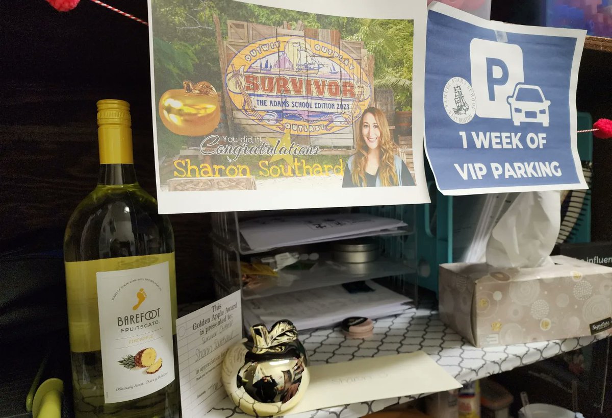Shouting CONGRATULATIONS to Sharon Southard for winning SURVIVOR THE ADAMS SCHOOL EDITION! 🍎