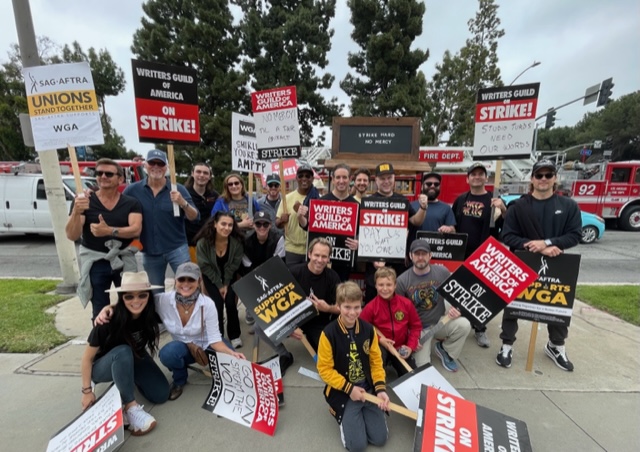 Picketing today with my Cobra Kai fam and friends! #WGAStrong