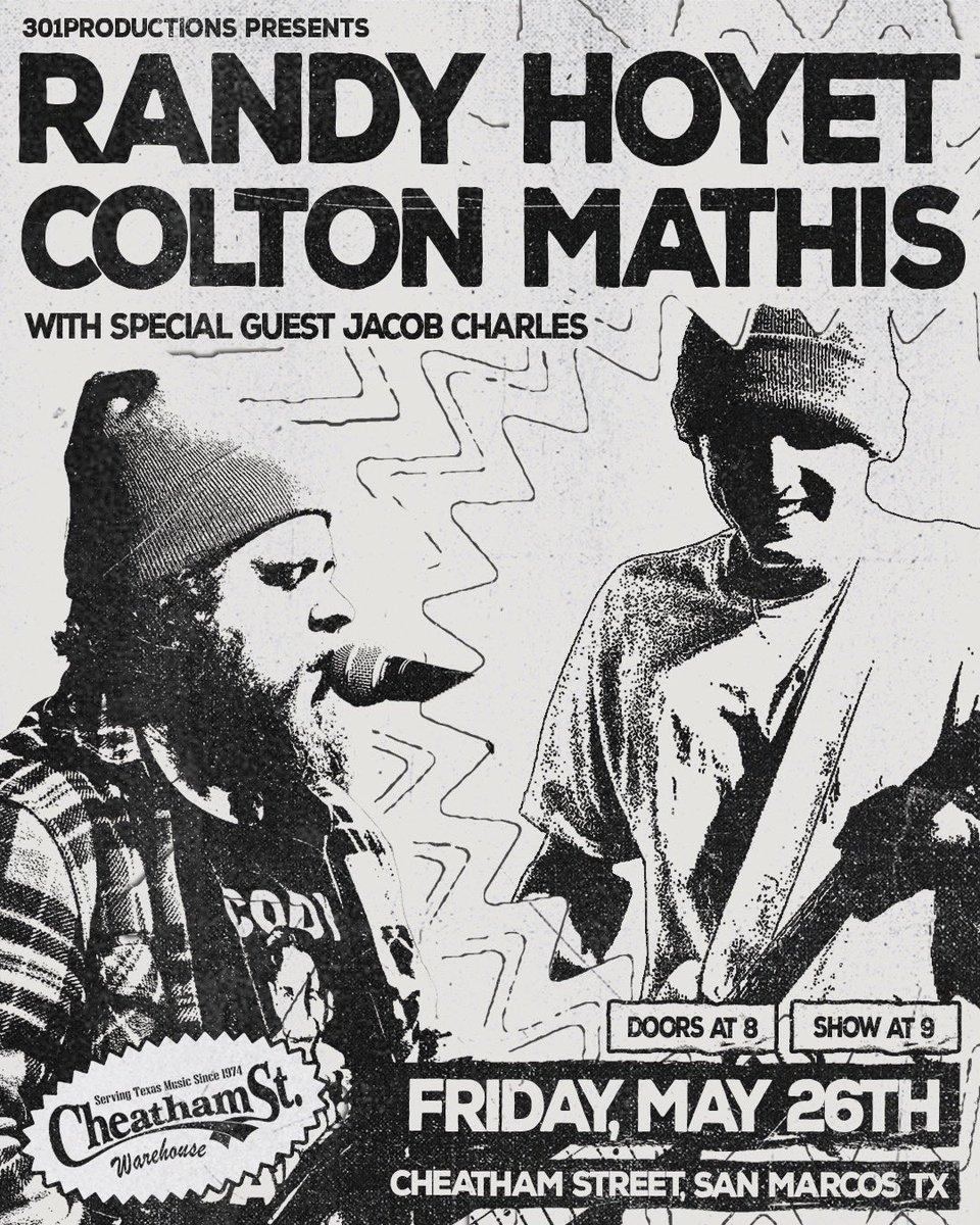 Jacob Charles (@jacobcharles_) on Twitter photo NEXT FRIDAY
I’ll be making my full band debut <a href="/CheathamStreet/">Cheatham Street</a> opening up for the homies <a href="/Randy_Hoyet/">Randy Hoyet</a> and <a href="/ColtonMathisTX/">Colton Mathis</a>
If you’re not there you’re prolly a square
Nobody likes fkin squares NEXT FRIDAY
I’ll be making my full band debut <a href="/CheathamStreet/">Cheatham Street</a> opening up for the homies <a href="/Randy_Hoyet/">Randy Hoyet</a> and <a href="/ColtonMathisTX/">Colton Mathis</a>
If you’re not there you’re prolly a square
Nobody likes fkin squares