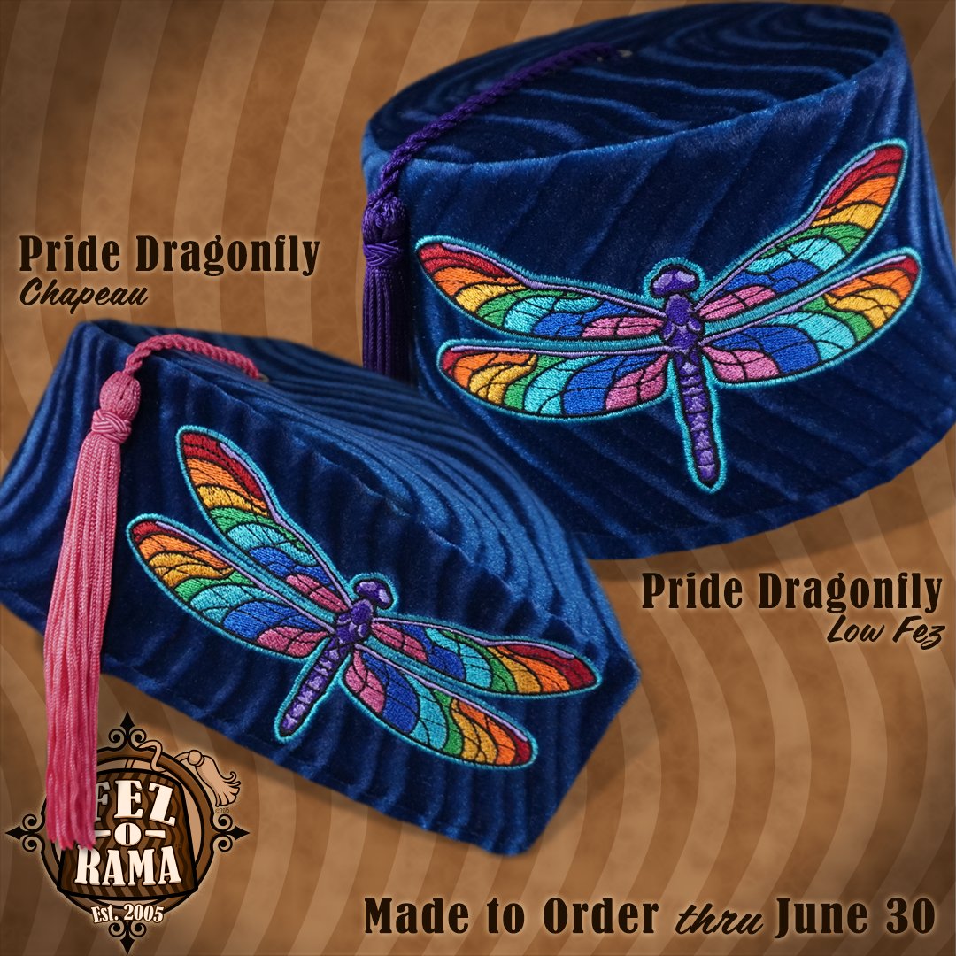 New Pride Dragonfly Fez and Chapeau 🌈 - mailchi.mp/cf47a2992822/o… We're once again celebrating our LGBTQ+ friends and family with a special run of fezzes. 10% of each sale will go to our local chapter of Gay For Good
#pride #pridemonth #gayforgood #fez #fezorama #dragonfly