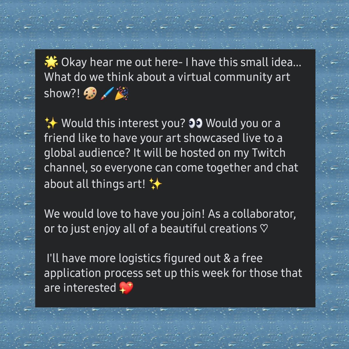 LoganScreen's tweet image. RT @mycrystalcrush1: Community art show? 🎨 Who's in! 🎉