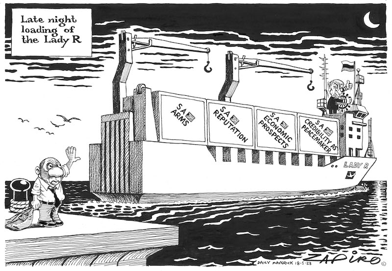 Zapiro cartoon published <a href="/dailymaverick/">Daily Maverick</a>  (18 May 2023) on Seller's regret <a href="/CyrilRamaphosa/">Cyril Ramaphosa 🇿🇦</a> <a href="/EmbassyofRussia/">Russian Embassy in South Africa 🇷🇺</a> <a href="/KremlinRussia_E/">President of Russia</a>  - zapiro.com/230518dm