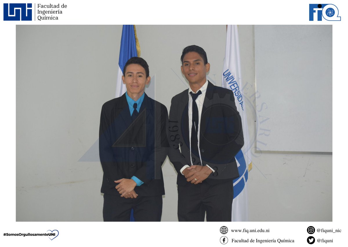 fiquni's tweet photo. Los nuevos IQ Kenneth Carmona y Jerry Lacayo por haber realizado la defensa de su trabajo monográfico: “Obten. Y Caract. De un Cemento Supersulfatado a Partir de Ceniza de Bagazo de Caña de Azúcar Act. Mediante Cal Viva y Sulfato de Calcio” bajo la tutoría del Dr. Léster Espinoza https://t.co/q4xh4pbJ18
