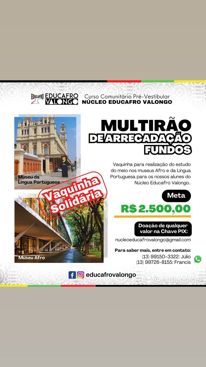 EltonGracePaz's tweet photo. Pode ser minha chance de ir para esse museu pela primeira vez
#educafro #Santos #museuAfro #LulaGovernoDeTodos (pra chamar atenção) https://t.co/XBfeVfKMxe