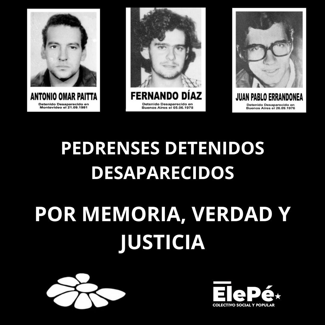 ColectivoElepe's tweet photo. NOS FALTAN A TOD@S

PEDRENSES DETENIDOS DESAPARECIDOS.

@famidesa https://t.co/lHs9ymCvLC