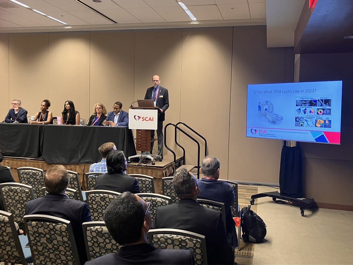 SCAI's tweet photo. In his talk on clinical AI, Dr. Larry Dean asked a โfriendโ: Will AI enhanced coronary CT angiography replace coronary angiography? See the response. #SCAI2023 #AI #cardiacAI #CTangiography https://t.co/eZul20VvrX