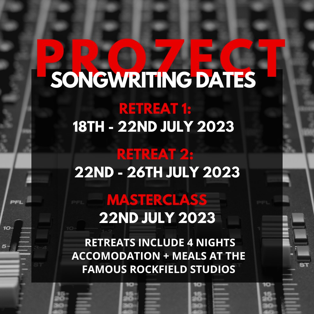 Looking to take your songwriting skills to the next level? Join @pro7ectmusic at their upcoming songwriting camp or one-day masterclass at the world-famous @Rockfieldstudio and learn from the best! Apply via the website pro7ect.com #rockfield #songwritingretreat