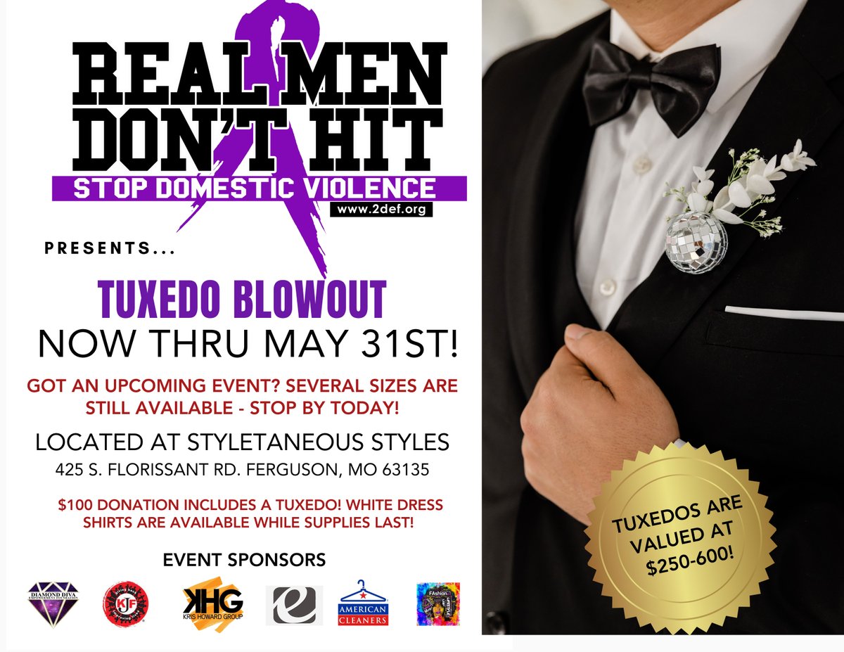 Support the Cause! Real Men Don't Hit!

Styletaneous Styles
425 S. Florissant Avenue, 63135