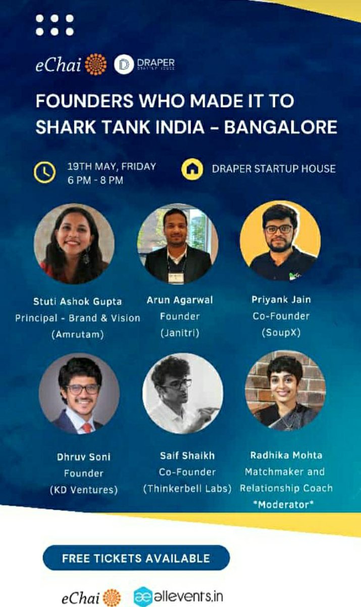 radhikamohta's tweet photo. I hosted eChai evening with Shark Tank featured founders and ❤️ the energy!  

@stutiashokgupta @AmrutamOfficial @arun_janitri @janitri_innovat @soupxIndia @dsh_india @echaiventures @jatin10 @sharktankindia @SonyTV

#Startups #SharkTankIndia https://t.co/TL0efv5hQJ