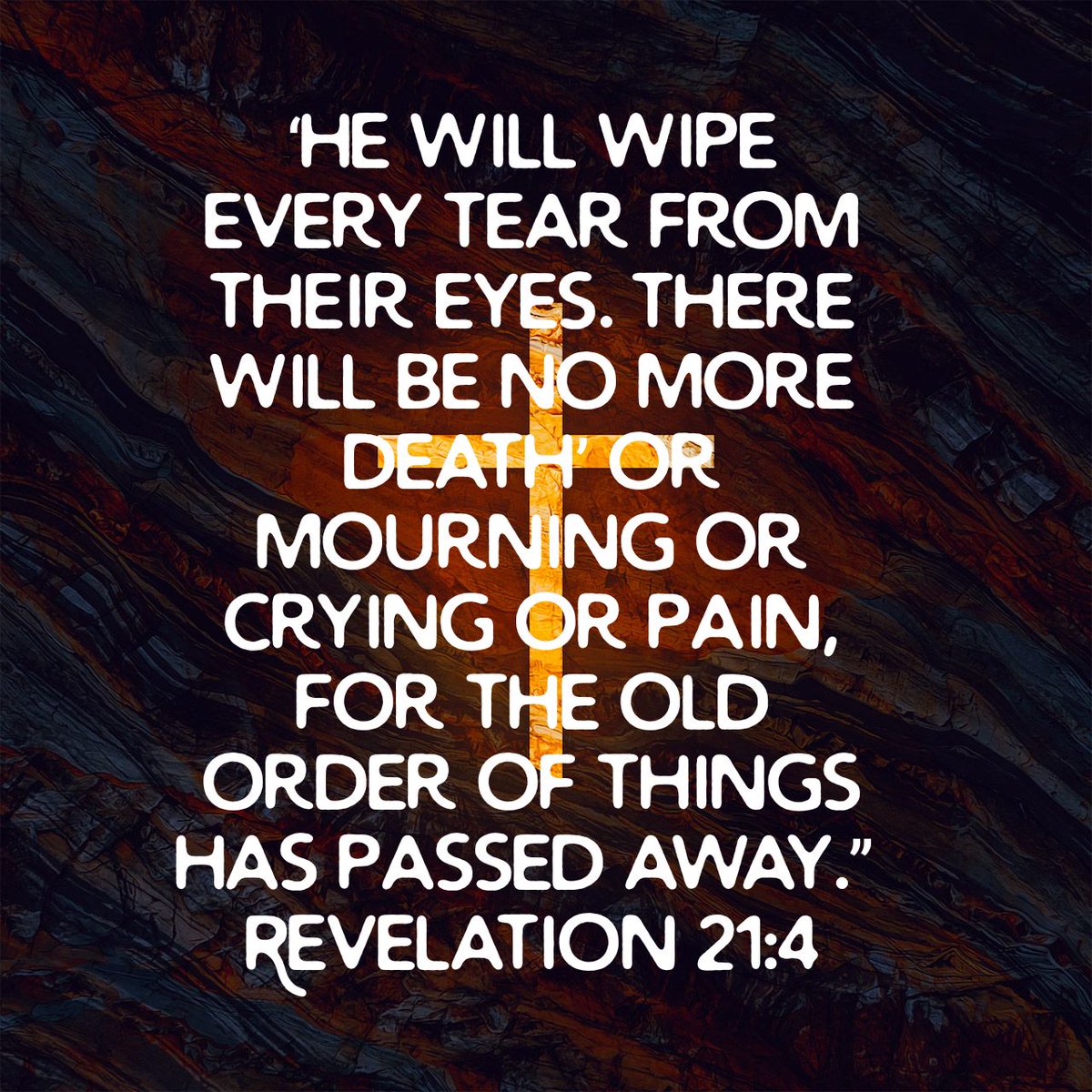 jdbagby70's tweet photo. ‘He will wipe every tear from their eyes. There will be no more death’ or mourning or crying or pain, for the old order of things has passed away.”
Revelation 21:4 NIV

https://t.co/kk6YDoerpU https://t.co/eqOoSO1AYQ