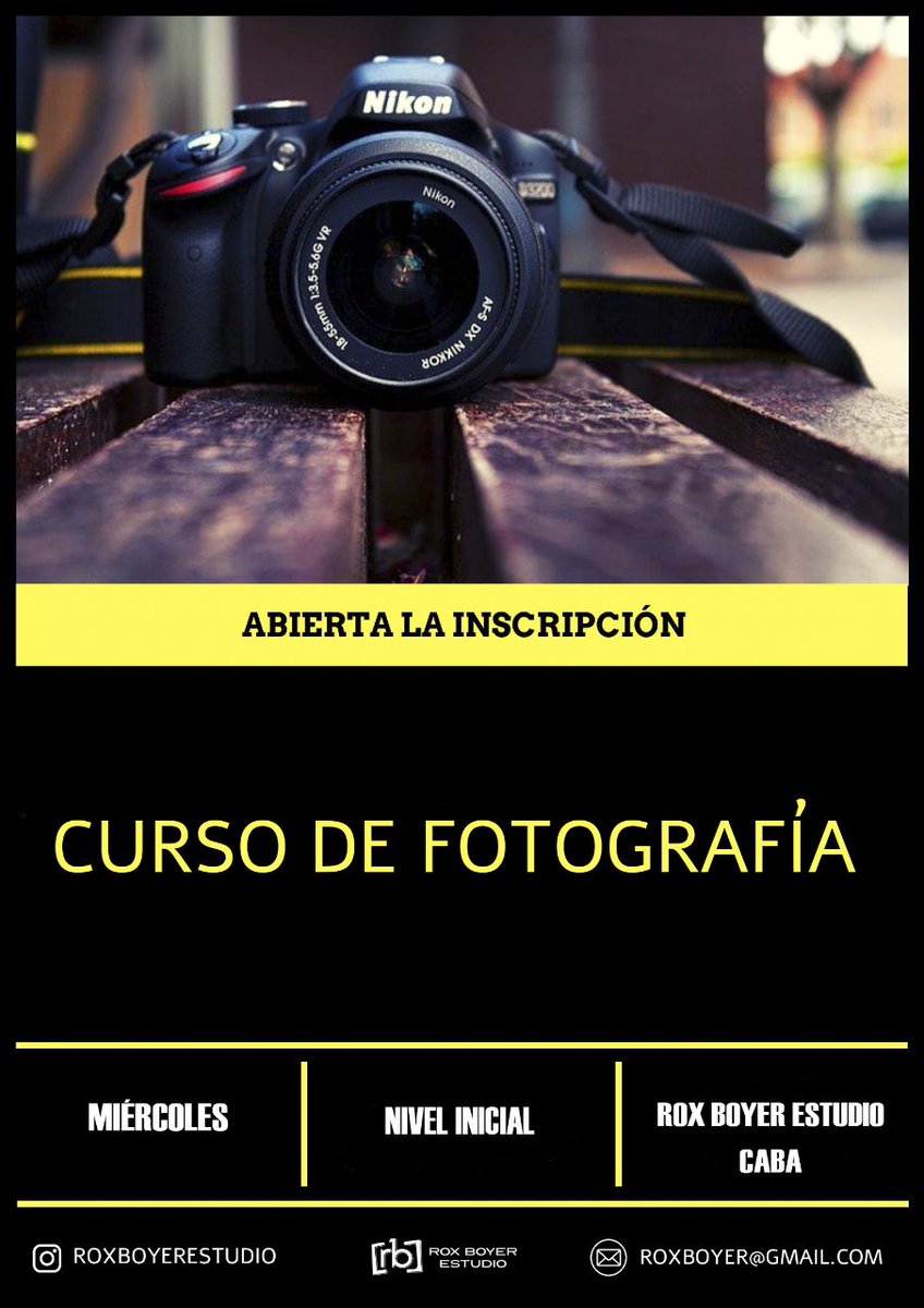 RoxBoyer's tweet photo. Este curso presenta de una manera sencilla y progresiva las cuestiones que necesita 
conocer y dominar todo aquel que desea utilizar una cámara réflex digital. 
Lugar: Rox Boyer Estudio. CABA
Informes: roxboyer@gmail.com https://t.co/IFsoYruqfc