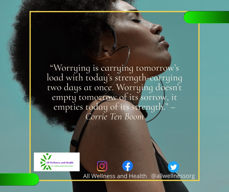 "Worrying is carrying tomorrow's load ith today's strength - carrying to days at once. Worrying doesn't empty tomorrow off its sorrow, it empties today of its strength" - Corrie Ten Boom

#mentalhealth 
#MentalHealthAwarenessMonth 
#MentalHealthAwareness