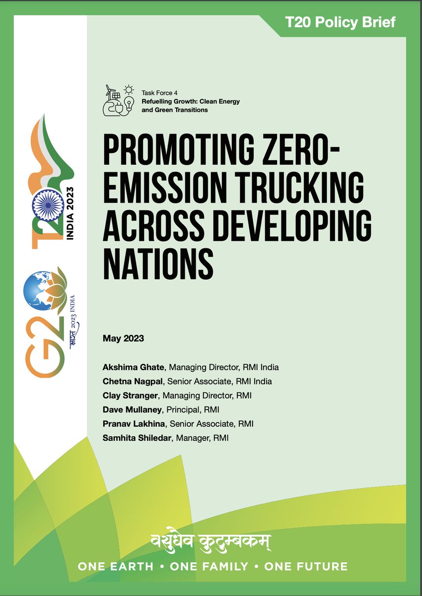 T20org's tweet photo. Promoting Zero-#Emission Trucking Across #Developing Nations

Read the @T20org Policy Brief by Akshima Ghate, @ChetnaNagpal2, @claystranger, Dave Mullaney, Pranav Lakhina, Samhita Shiledar.

👉 https://t.co/HI3YASNk70

#G20India @g20org @rmi_india