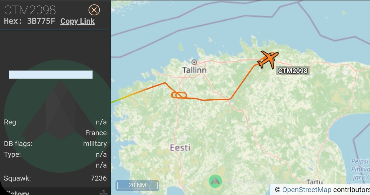 vcdgf555's tweet photo. French military transport making low ovals over 🇪🇪 Estonia.

🇫🇷 CTM2098 is A400M Atlas 0127/F-RBAU #3B775F https://t.co/KJOiVEQ7G4