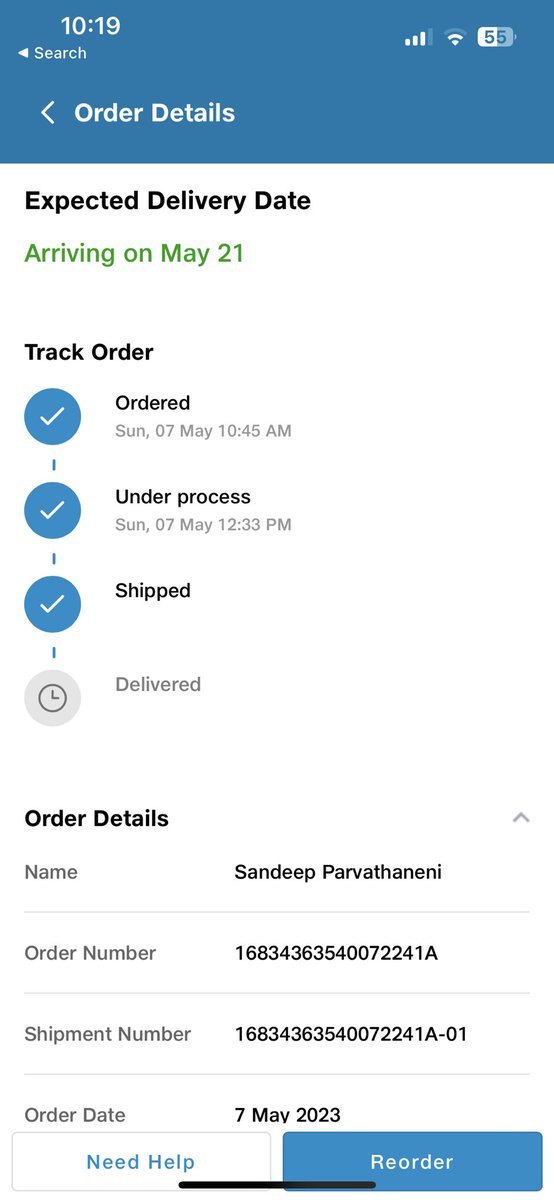Sandeepparvath's tweet photo. @JioMart_Support This delivery date is keep on pushing and now latest is 21st May https://t.co/04sr6PGbvZ