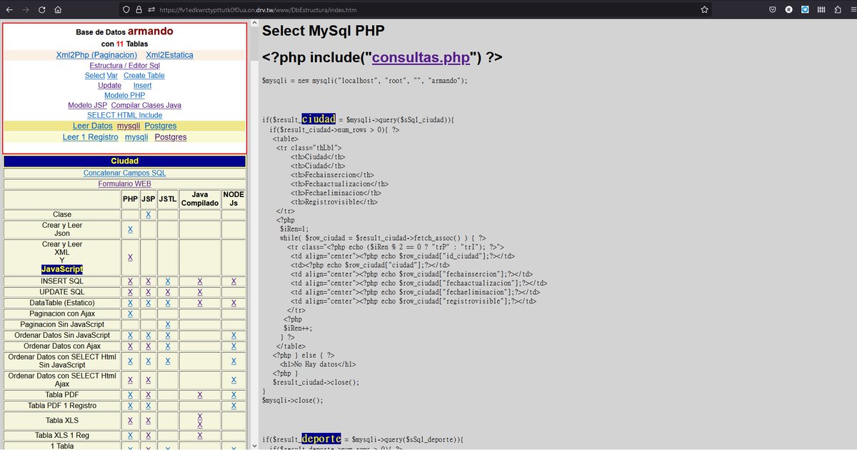ReportesPdf's tweet photo. Programe una aplicacion en la que unicamente Tecleo los parametros de conexion a la Base de Datos y me regresa lo siguiente https://t.co/RzfnTTPyOo
Codigo para el tratamiento de los datos para #PHP #JSP #JSTL #NodeJs ,Genera Formularios #Web Reactivos sin #JavaScript ,Insert SQL https://t.co/0AuKgNmOqI