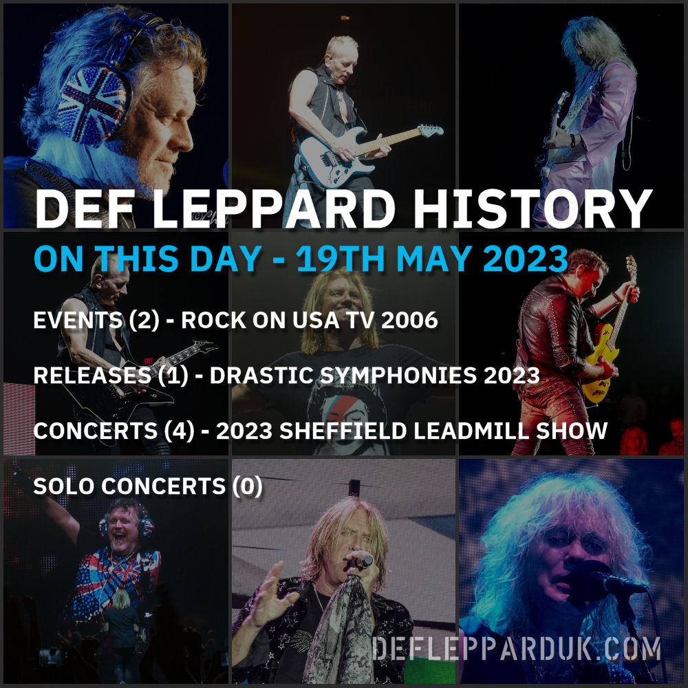On This Day In #DEFLEPPARD History - 19th May #theleadmill #sheffield #hysteria #adrenalize #rockon #drasticsymphonies #dltourhistory #onthisday

On This Day in Def Leppard History - 19th May, the following concerts and events took place.

deflepparduk.com/on-this-day-19…