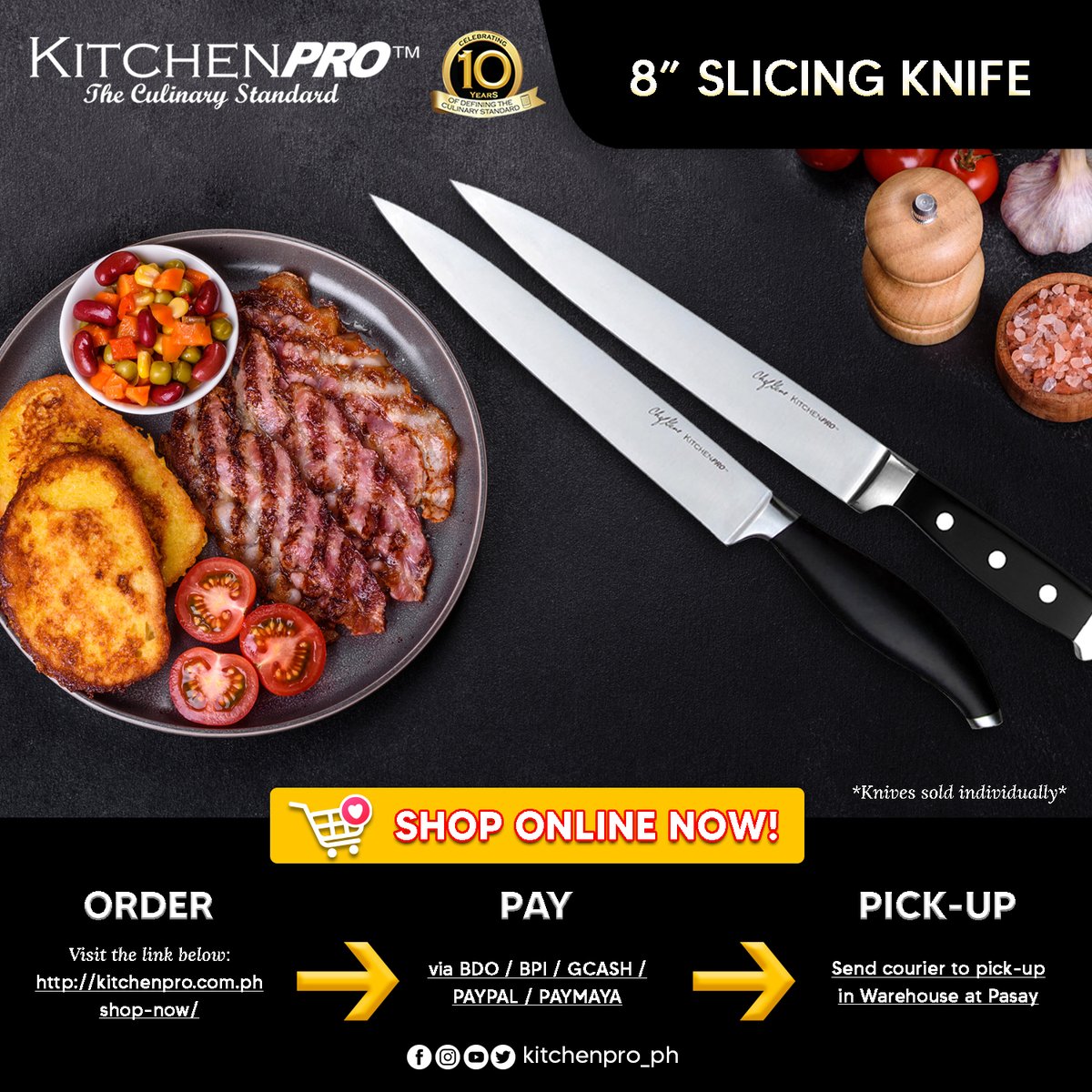 kitchenpro_ph's tweet photo. Make perfect, thin slices in a single pass!

A slicing knife is an essential tool for cutting large pieces of meat at any restaurant, buffet, or catering business. Designed for carving roast beef, turkey, prime rib, and more. #KitchenPro #TheCulinaryStandard https://t.co/Bq8pnyVwxD
