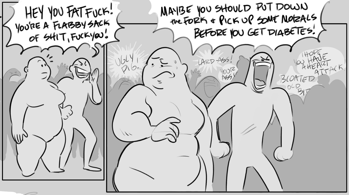 EPASketch's tweet photo. The super fun phenomenon of when someone who's awful is also fat and people decide it's their righteous duty to make fun of them for that instead of their actual character, and you can tell the acceptance of their fat friends is highly conditional to how they feel about them. https://t.co/qm6weVVrsd