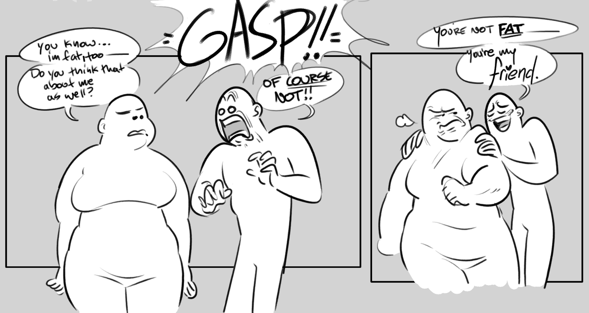 EPASketch's tweet photo. The super fun phenomenon of when someone who's awful is also fat and people decide it's their righteous duty to make fun of them for that instead of their actual character, and you can tell the acceptance of their fat friends is highly conditional to how they feel about them. https://t.co/qm6weVVrsd