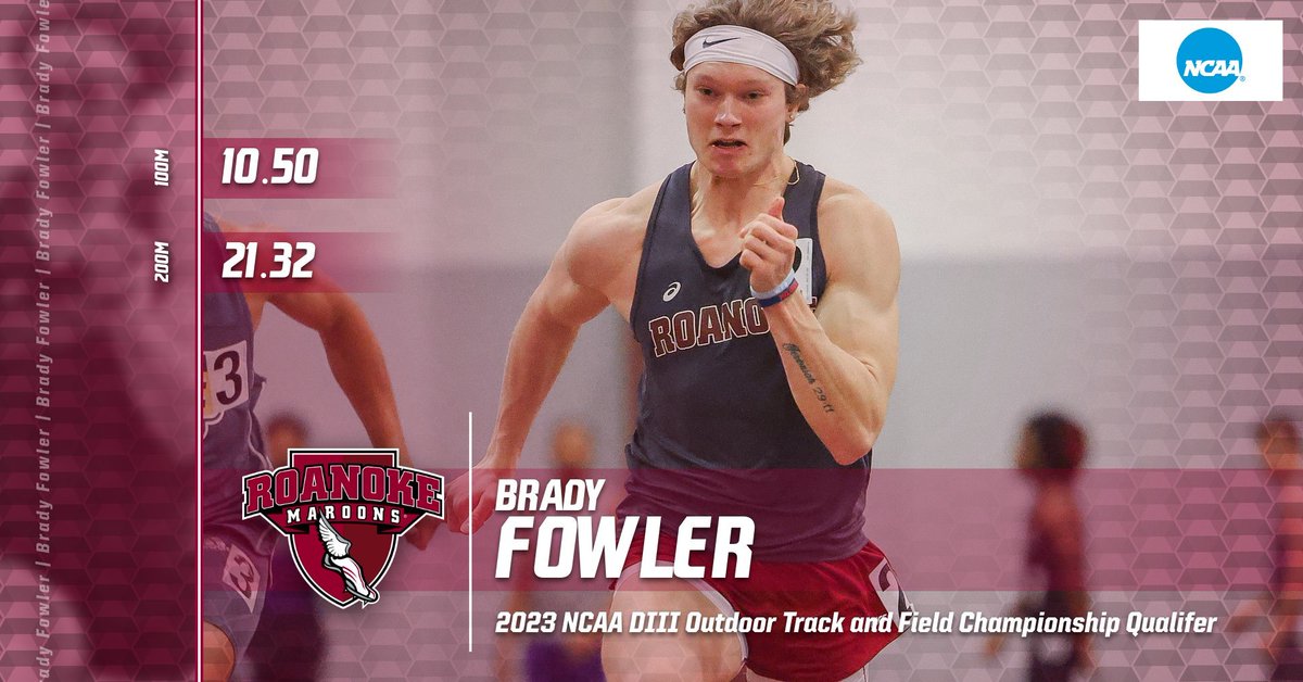 Roanoke_TFXC's tweet image. 🚨NCAA Championships Alert!🚨

Congratulations to Sophomore Brady Fowler on earning his bid to the 2023 NCAA Outdoor Track and Field Championships!

Brady qualified in the 100m and 200m dashes. 

Competition will begin May 25-27 in Rochester, NY!

#letsgonoke #togetherasone