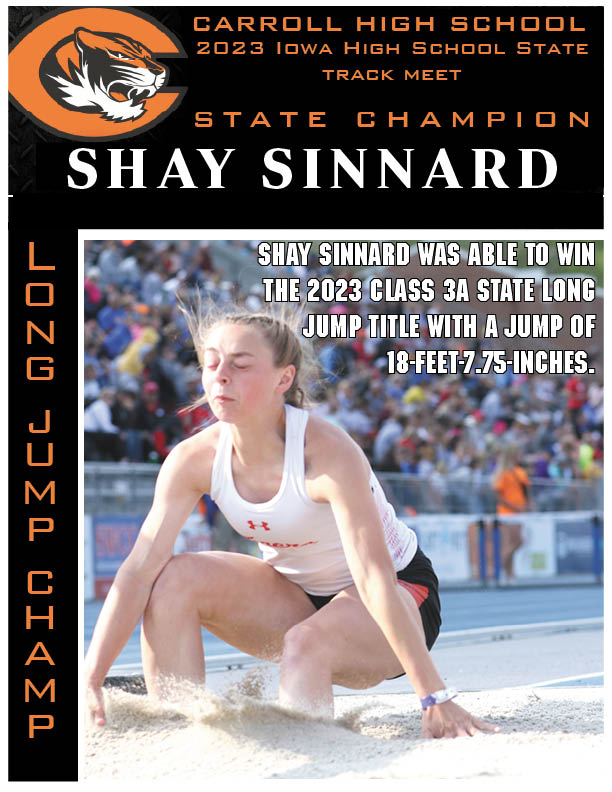 Mark Schafer (@mark_schafer) on Twitter photo Congrats go out to <a href="/ShaySinnard/">Shay Sinnard</a> for winning the class 3A State long jump title. <a href="/CHSGirlsTrack1/">CHS Girl's Track & Field</a> <a href="/TigerVisionCHS/">Tiger Vision</a> #iahstrk Congrats go out to <a href="/ShaySinnard/">Shay Sinnard</a> for winning the class 3A State long jump title. <a href="/CHSGirlsTrack1/">CHS Girl's Track & Field</a> <a href="/TigerVisionCHS/">Tiger Vision</a> #iahstrk