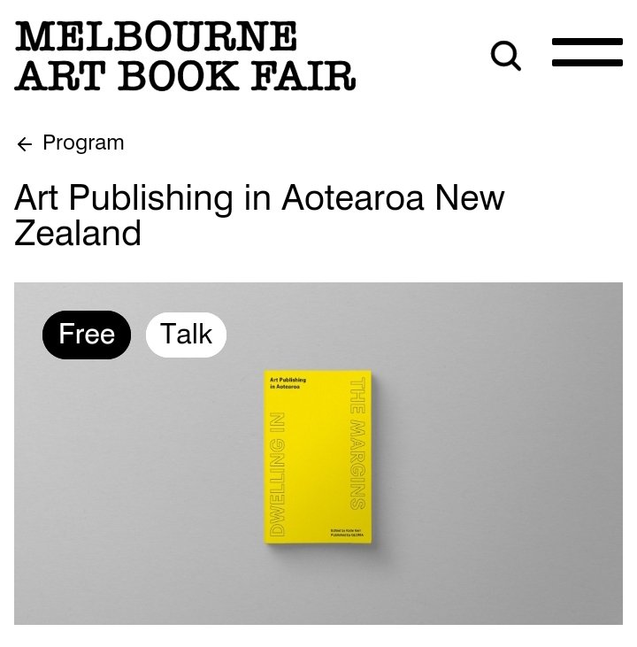 Join us at <a href="/NGVMelbourne/">NGV</a> 3pm this arvo for a chat about arts publishing in Aotearoa. With Orissa Keane from <a href="/physicsroom/">The Physics Room</a>, Tana Mitchell of Akin Studio, Lee Richardson of Hot Lunch, Chris Holloway from <a href="/CompoundPress/">Compound Press</a>
and modetator Sophie Rzepecky

#MelbourneArtBookFair #NGV
