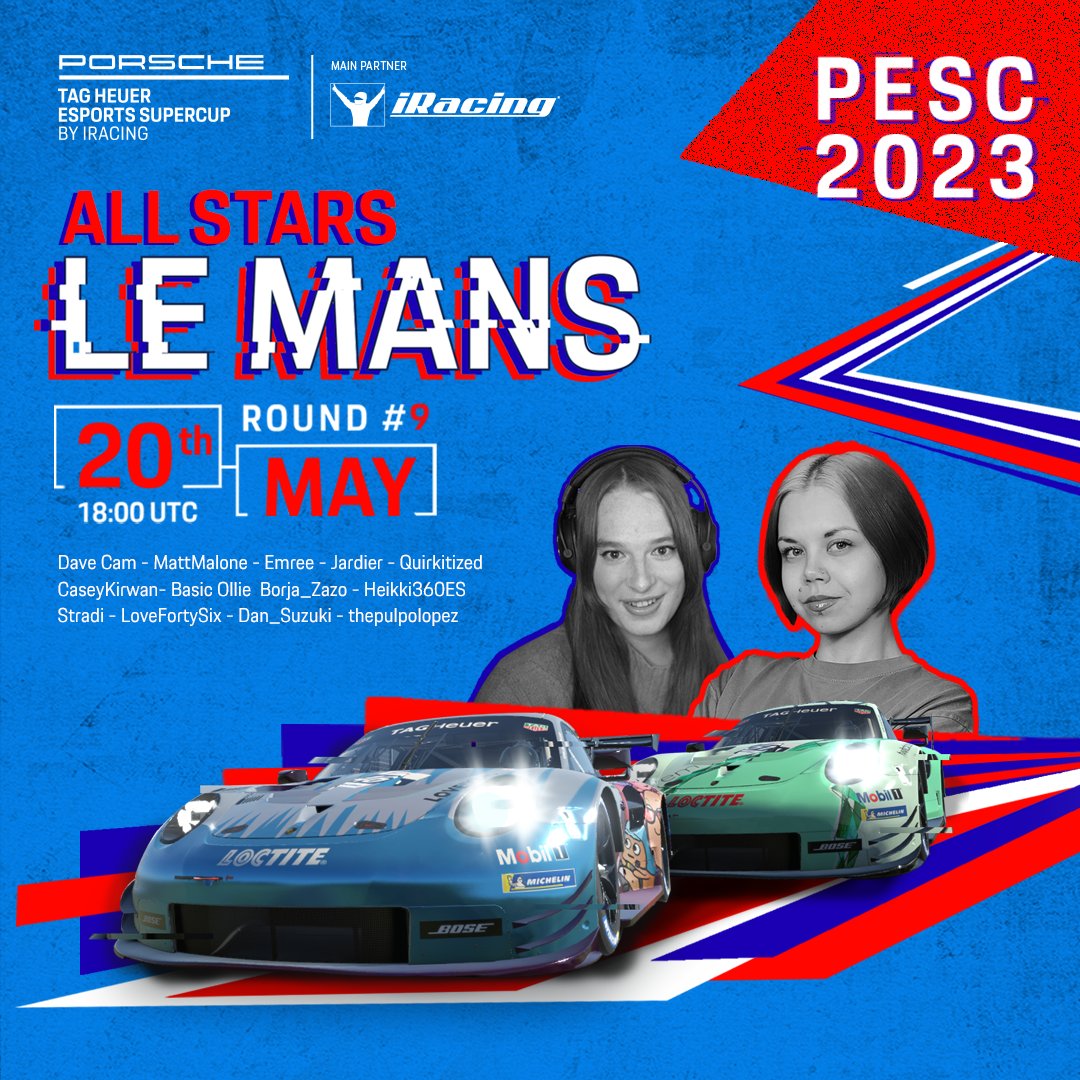 MattMaloneTV's tweet photo. Set your alarm cause we're gonna get after it EARLY on Saturday!
Main event will be the @iRacing #PESC ALL-STAR RACE by #Porsche and #taghauer at LeMans! https://t.co/f1NJiNC6I5