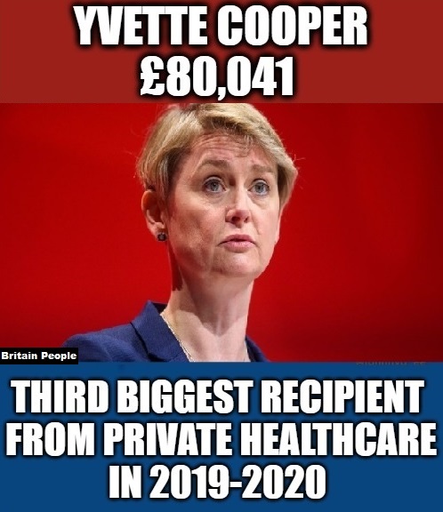 LABOUR MP:  YVETTE COOPER 👀

🔴Yvette Cooper received a MASSIVE £80,041 from private healthcare in 2019/20.

Cooper was the THIRD biggest recipient.

👉RETWEET if this concerns you.

@EveryDoctorUK #NHSPrivatisation