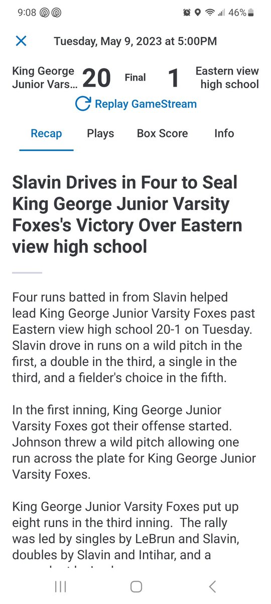juliana_slavin's tweet photo. Had a great season of HS ball.  Ended the season with .472 AVG and .660 SLG! I had 22 RBI and scored 25 runs. We finished up 13-3, undefeated in the district! Won the golden glove award for my team! https://t.co/OnZW5Rrauc
