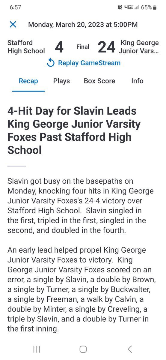 juliana_slavin's tweet photo. Had a great season of HS ball.  Ended the season with .472 AVG and .660 SLG! I had 22 RBI and scored 25 runs. We finished up 13-3, undefeated in the district! Won the golden glove award for my team! https://t.co/OnZW5Rrauc