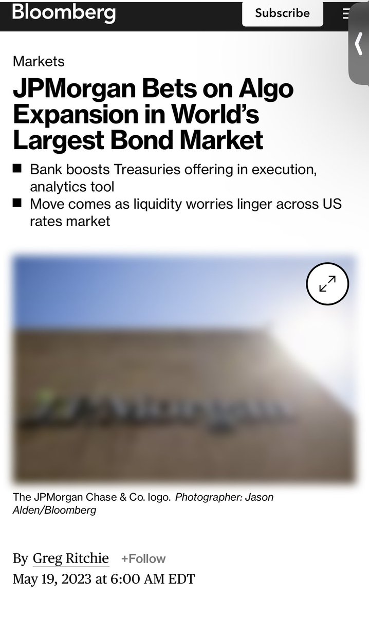 Woke up to the last delivery I made at JPM being written about in Bloomberg 🤖